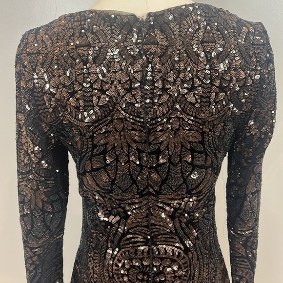 Aqua Black Dress with all over Gold Tone Sequins - Picture 11 of 17